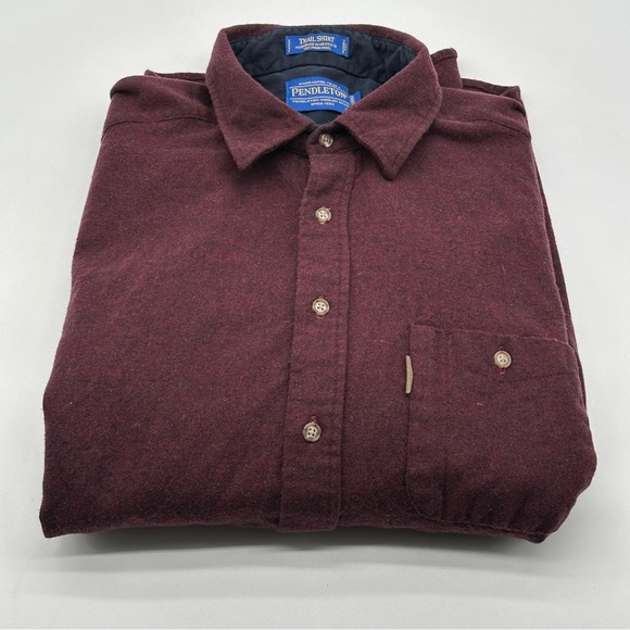 Pendleton Mens Virgin Wool Suede Elbow Patch Button Down Trail Shirt USA XL Long - Picture 1 of 11